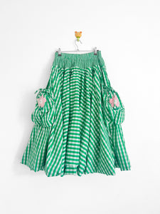 Happy bunny green gingham bubble maxi skirt