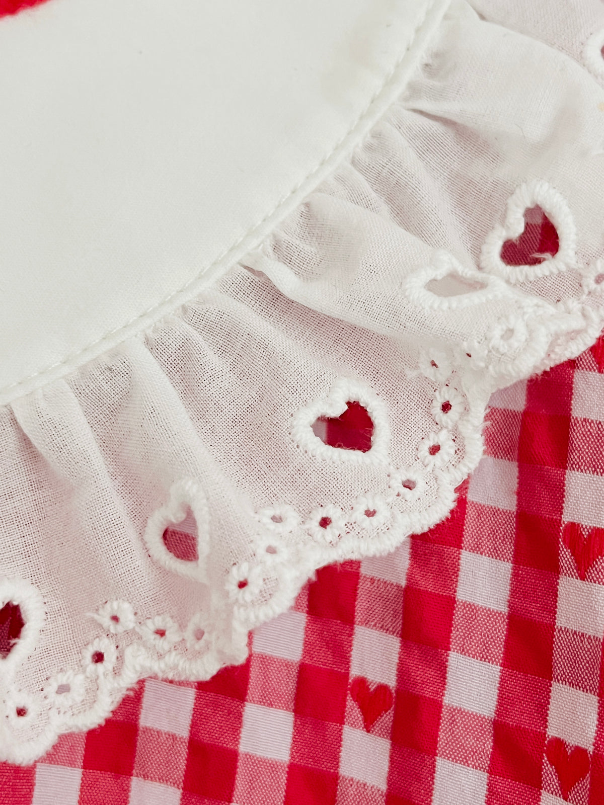 Marissa dress ❤️ Ponyo inspired puff-sleeve bubble gingham dress with Peter Pan collar and velvet heart patchwork