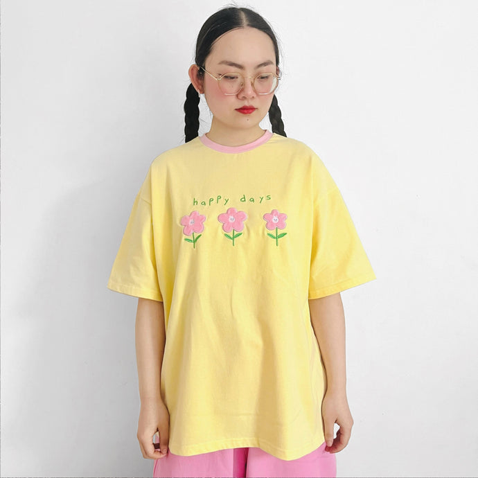 PREORDER - Happy days bunny flower boxy cotton T-shirt