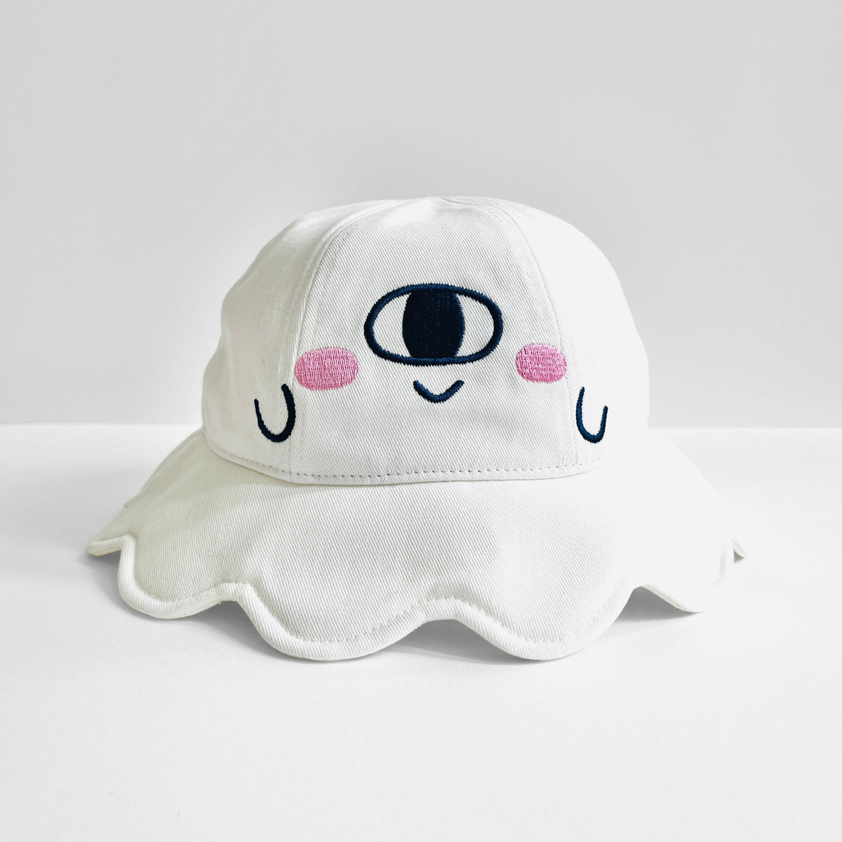 BOO the ghostie cotton bucket hat with scallop trim