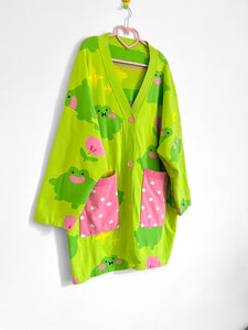 Frog "Be happy no worry" oversize chunky knit cotton cardigan on