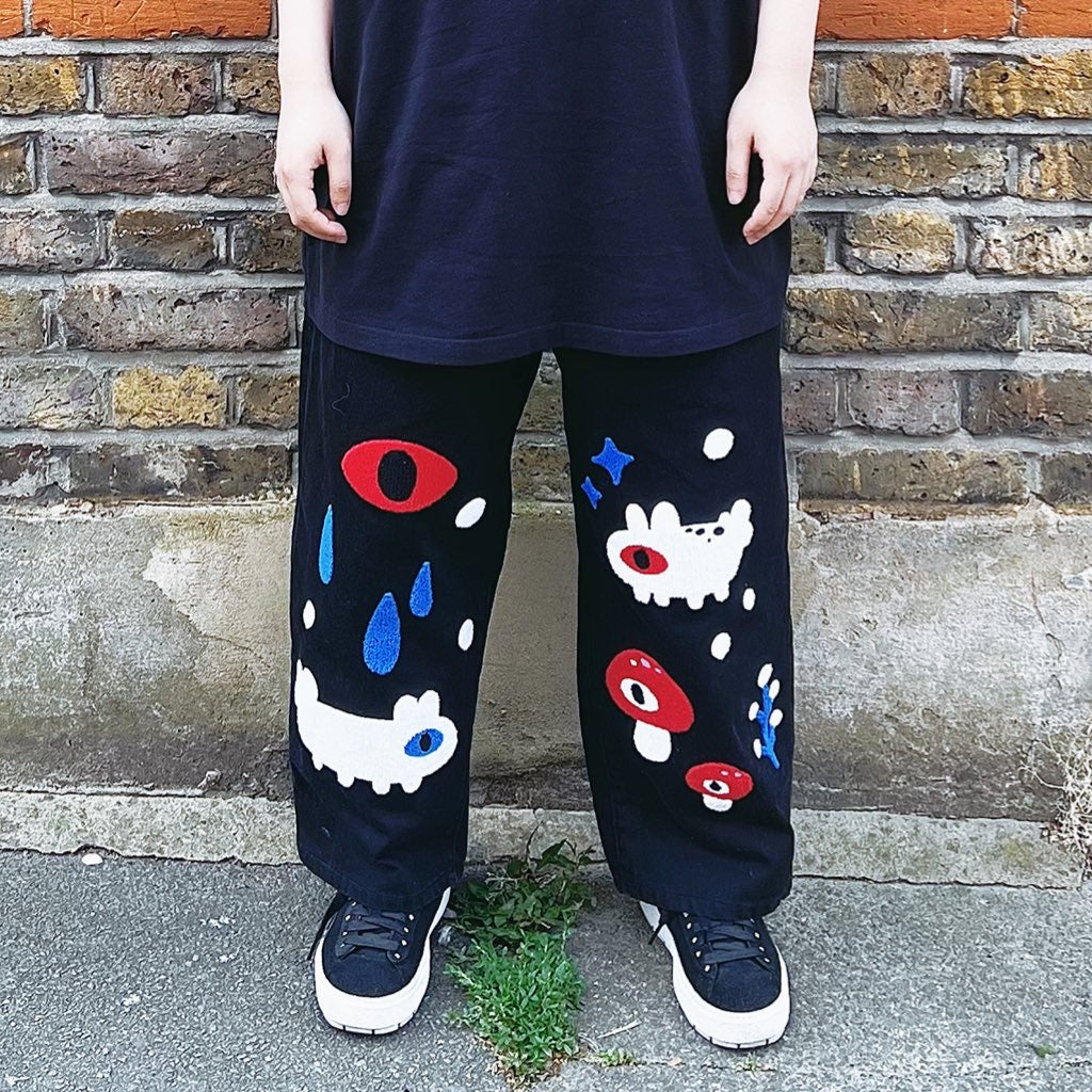 Yokai Black Straight Leg Cropped Denim Pants