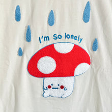 I am so lonely tee big mushroom embroidered oversize tee