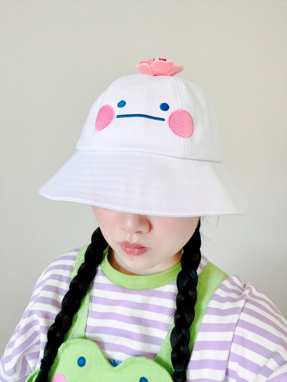 50%OFF Sakura Hibud Cotton Bucket Hat With 3D Felting Cherry Blossom On Top