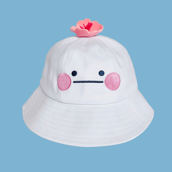 Sakura hibud cotton bucket hat with 3D felting cherry blossom on top