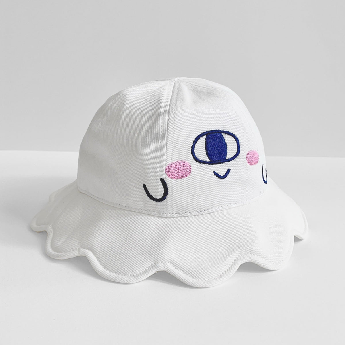 BOO the ghostie cotton bucket hat with scallop trim