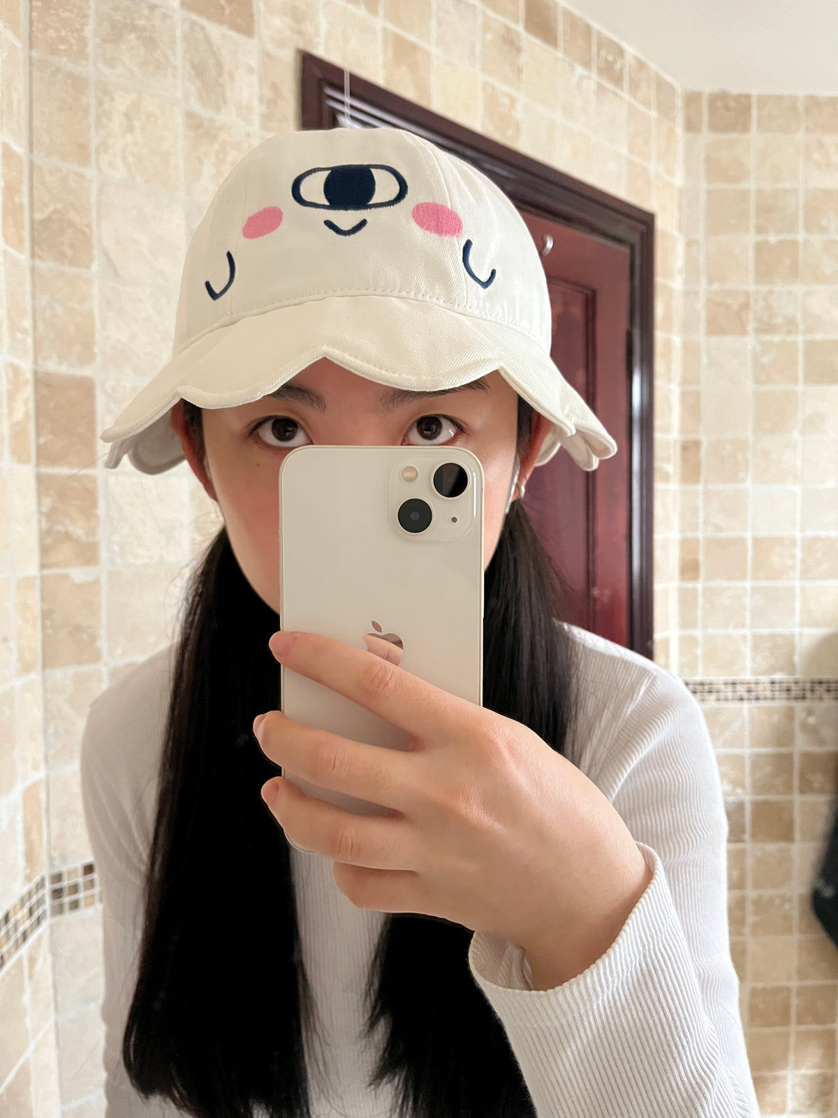 BOO the ghostie cotton bucket hat with scallop trim
