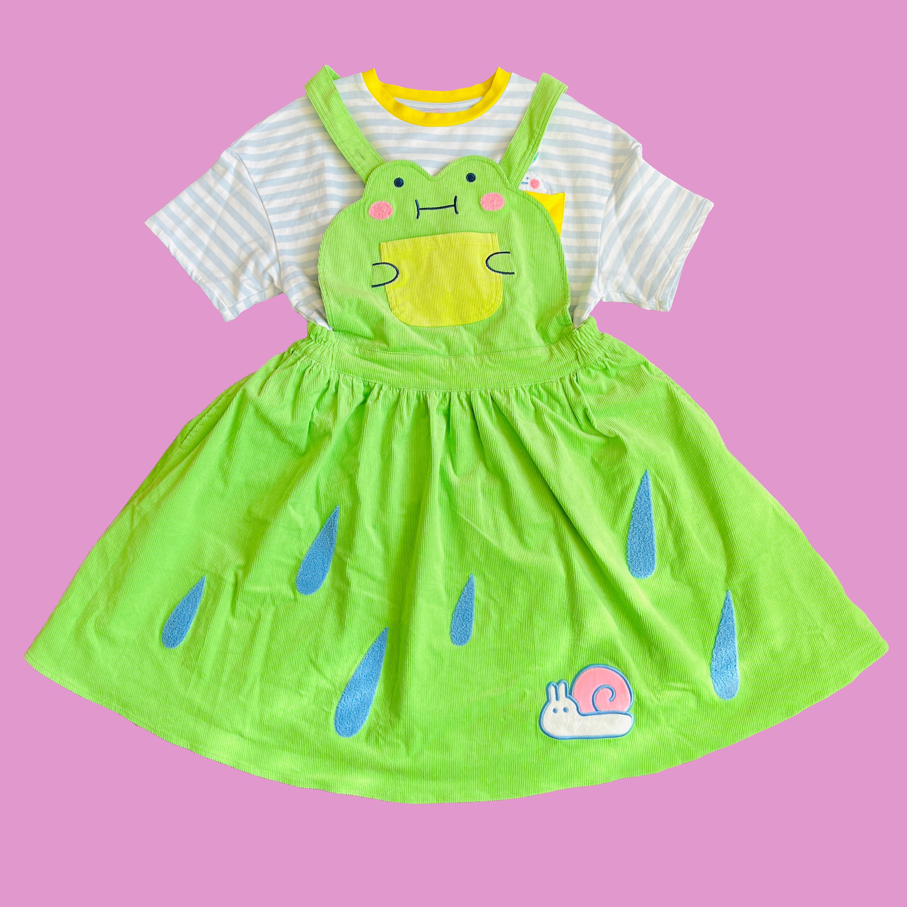 Sue the ☔️Frog cotton corduroy pinafore dress with side