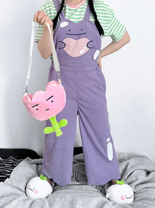 WIGGLY heart pockets cotton corduroy overalls