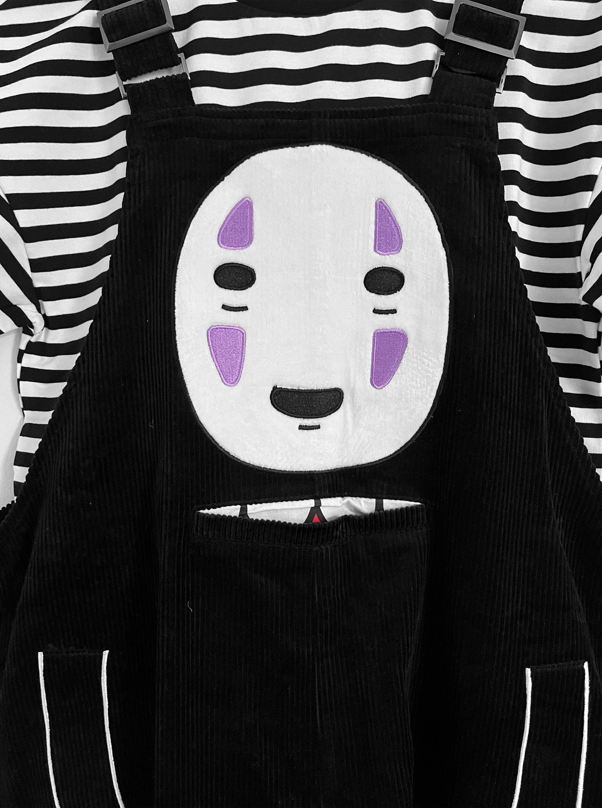 “I Am So Lonely” Patchwork & Embroidered Cotton Corduroy Oversized Dungarees