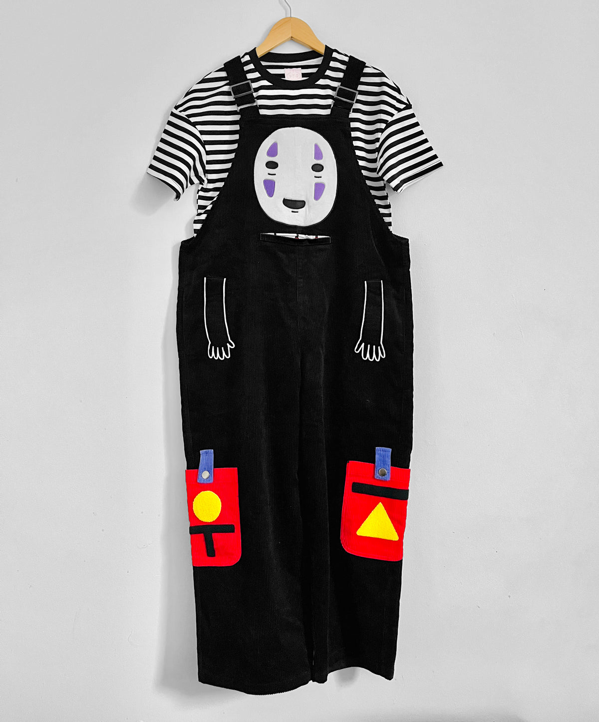 “I Am So Lonely” Patchwork & Embroidered Cotton Corduroy Oversized Dungarees