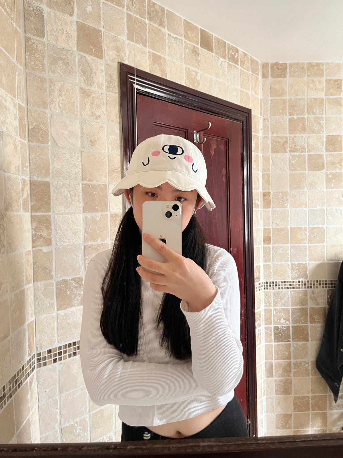 BOO the ghostie cotton bucket hat with scallop trim