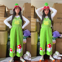 Dave the  🍄 Frog cotton corduroy overalls with cropped pant and adjustable turn ups for added length